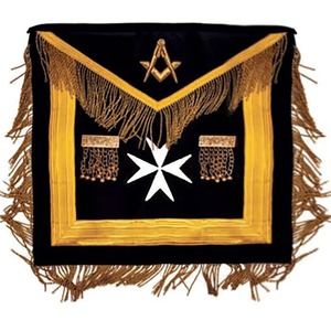 Tablier de Réglementation Malteuse du Most Vénérable Maître Maçon de Malte - Noir avec Croix Malteuse - Meilleures Ventes - Product Image 1