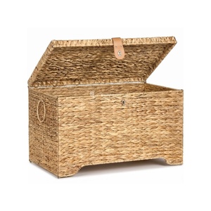 Baúl de Almacenamiento Rectangular de Jacinto de Agua Tejido con Tapa, Organizador de Artículos Estilo Bohemio - Product Image 2