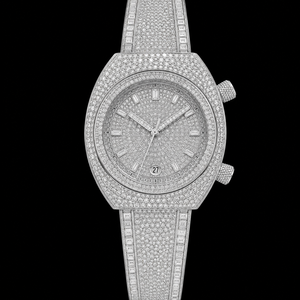 Reloj de Hombre en Tono Plateado con Incrustaciones de Piedras Brillantes, Esfera con Fecha, Reloj de Lujo para Fiestas - Product Image 2