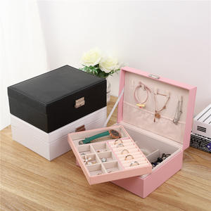 Portable Rectangle Custom Logo Leather Velvet Jewelry Case Key Lock Closure Storage Packaging <b>Box</b> for <b>Rings</b> Necklaces - Product Image 1