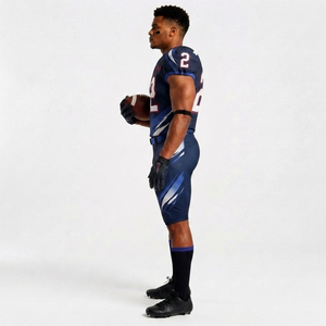 Maillot et pantalon d'uniforme d'équipe de football américain personnalisés pour hommes, impression par sublimation, grande taille, tissu respirant à séchage rapide, usine OEM ODM - Product Image 2