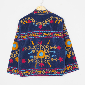 Chaqueta de terciopelo para mujer con bordado Suzani, abrigo bohemio con estampado floral, ropa de abrigo étnica hecha a mano para invierno - Product Image 5