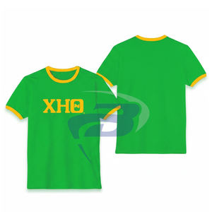 T-shirt Ringer Chi Eta Phi Sorority imprimé blanc et bleu, col contrastant, 100% coton respirant, style streetwear, T-shirt CEPhi Sorority - Product Image 3