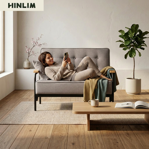 Sofá seccional moderno de dos plazas con respaldo capitoné, tapizado, diseño minimalista, patas de metal, sofá cama para sala de estar NESTHOUZ - Product Image 1
