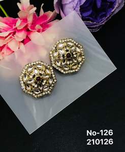 Trendy Alloy Round <b>stud</b> <b>Earrings</b>-Handmade Jewelry Gift for Women - Product Image 2