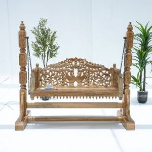 Columpio de Madera Maciza Tallada a Mano con Forma de Cisne, Decoración de Lujo para Sala de Estar, Estilo Maharaja Jhoola - Product Image 1