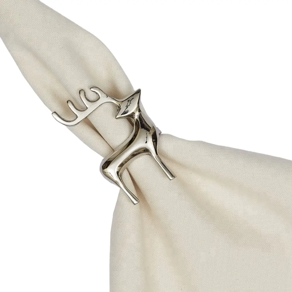 Олень с длинным гудком серебряные кольца для салфеток анимированный Санта с оленем серебряные высококачественные свадебные банкетные украшения кольцо для салфеток