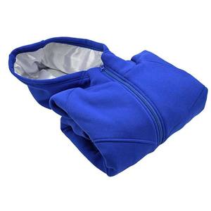 Men's Blue Full <b>Zip</b> <b>Hooded</b> Fleece Sweatshirt Regular Fit Solid Color Autumn Wear Knitted Polyester Hoodie - Product Image 3