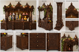 Compre un Mandir de Krishna de Madera de Gran Tamaño a Precios de Mayoreo, Templo de Madera de Lujo Hecho a Mano para el Hogar, Fabricante Exportador de EE. UU. - Product Image 6