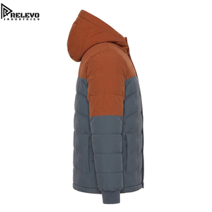 High Quality OEM Men Winter Outerwear, Hooded Full Zip Puffer <b>Jacket</b> Thermal Rust & <b>Grey</b> <b>Jacket</b> with Drawstring Hood - Product Image 3