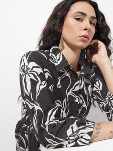 Vestido de Algodón de Alta Calidad con Cuello Camisero Negro Elegante y Forro de Mulmul, Ideal para Verano, Viajes o Uso Casual, a Precio de Fábrica - Product Image 3