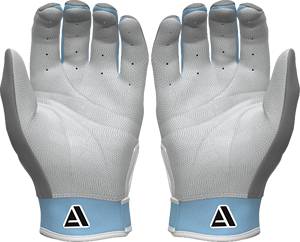 Gants de frappe de baseball légers, durables, doux au toucher, en cuir de qualité supérieure, antidérapants, avec fermeture auto-agrippante, couleur ciel et gris-blanc. - Product Image 2