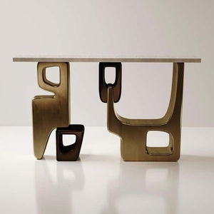 Classic design <b>console</b> <b>table</b> with bronze patina brass details contemporary designer hallway furniture - Product Image 5