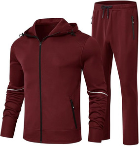 Ensemble survêtement décontracté pour homme, hiver 2025, coupe-vent à capuche, avec veste et pantalon de survêtement respirants et à séchage rapide - Product Image 1