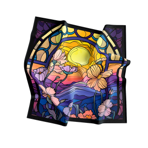 Floral Stained Glass Silk Scarf <b>Shawl</b> Square Scarf Floral Printed Fashion Accessory - Product Image 1