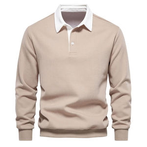 Men's Autumn Long Sleeved POLO <b>Collar</b> <b>T</b>-<b>Shirt</b> Trendy High-Quality Casual Versatile and Loose-Fit Top - Product Image 1