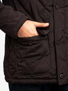 <b>Men's</b> Brown Quilted <b>Jacket</b> Windproof Polyester Filling Turn-down Collar Casual Winter Wear Regular Fit Front Logo Zipper Closure - Product Image 4