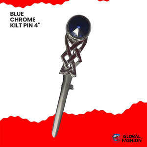 Nuevo Pin para Kilt con Espada Celta Escocesa Tradicional, Acabado Cromado, con Piedra (Azul) - Product Image 4