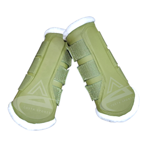 Equestrian Multi Colors Matching Elastic&Velcro Fur & Rexin Horse <b>Brushing</b> <b>Boots</b> - Product Image 4