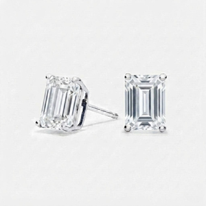 Pendientes de Plata de Ley al por Mayor con Incrustaciones de Topacio Blanco Corte Esmeralda, Bañados en Rodio, Regalo Romántico para Fiestas y Bodas - Product Image 1