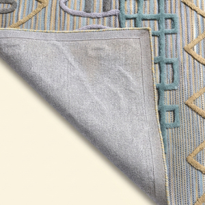 Tapis en laine tufté à la main multicolore Pastel Glyph, motif géométrique tribal moderne, antidérapant, écologique, pour salon - Product Image 5