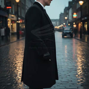 Manteau long pour homme de style luxueux, tissu en laine respirant, design classique, service OEM personnalisable, prix de gros pour l'exportation - Product Image 5