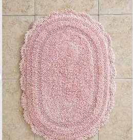 High quality Comfort Cotton Bath <b>Mat</b> <b>Set</b> Solid Pattern Crochet Border Eco-Friendly Machine Made Custom Color <b>Bathroom</b> Rug - Product Image 5