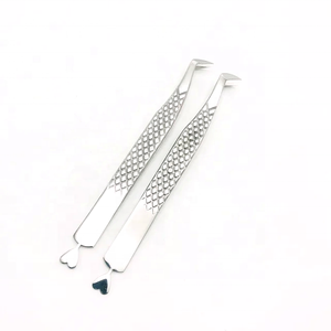 Pince à épiler professionnelle d'extensions de cils de poignée de diamant de haute qualité avec des pointes de fibre pince à épiler de Volume en acier inoxydable - Product Image 5