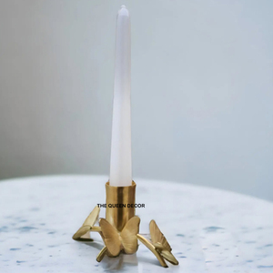 Set of 3 Different Sizes Table Decoration Lightening Candle Holder <b>White</b> Marble Base With Metallic Gold Polished Candle Holder - Product Image 3