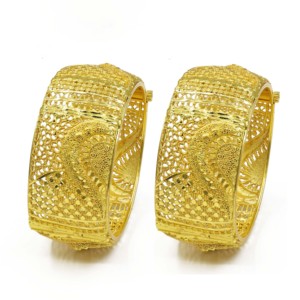 Wholesale Brass 14K 18K 24K Dye Gold Plated Dubai Style Openable Arabic <b>Bridal</b> Design Kada Jewelry Fashion Bangles Oro Joyeria - Product Image 1