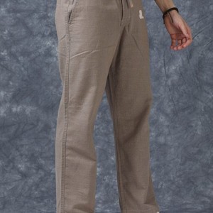 Pantalones Casuales para Hombre, 100% Algodón Canvas, Ecológicos, Ligeros, de Secado Rápido, Transpirables, Lisos, Teñidos, Rectos, de Color Sólido - Product Image 5