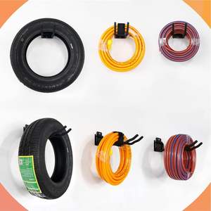 HUHOLE Lot de 4 crochets muraux robustes noirs pour garage, solutions de rangement en métal durables - Product Image 1