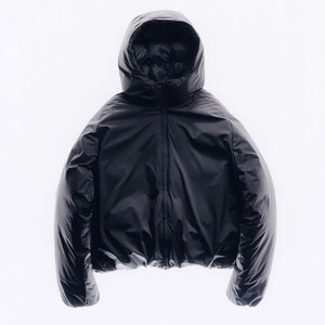 <b>Men's</b> <b>Black</b> Hooded Bomber Jacket <b>Long</b> Loose Anti-Bacterial Faux Fur Lining Moto Biker Style Spring Zipper <b>Coat</b> - Product Image 1
