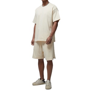 Ensemble de survêtement décontracté pour hommes en coton tricoté 100 % écologique, t-shirt à manches courtes de couleur unie, idéal pour l'été – Vente en gros - Product Image 5