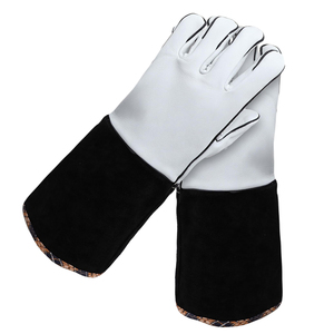 Gants de soudure en cuir résistants à la chaleur, gants de travail de sécurité en cuir de vachette pleine fleur à manchette longue, gants industriels pour haute température et barbecue - Product Image 6