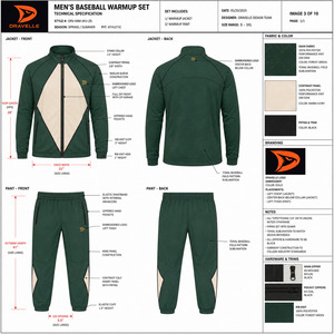 Ensemble de survêtement de baseball vert forêt avec veste zippée intégrale et pantalon de sport fuselé, uniforme d'entraînement d'équipe - Product Image 6