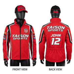 Chaqueta de Karting Premium de 320 GSM, Poliéster y Spandex, con Paneles en Contraste Azul y Blanco, Bordado Personalizado y Sublimación - Product Image 6
