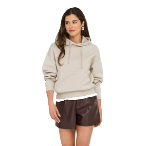 Women Oversized Hooded Fleece Sweatshirt Solid Color Pocket Design Breathable Regular Sleeve Autumn Wear - Product Image 1