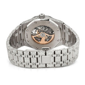 Reloj de Cuarzo de Acero Inoxidable para Hombre, Modelo Hip Hop con Incrustaciones de Diamantes Moissanite VVS, Correa de 20 mm, Esfera de Cristal - Product Image 6