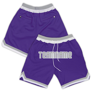 Shorts de basketball en mesh Jalen pour garçons, avec cordon de serrage, respirants, séchage rapide, nom de l'équipe, poche arrière zippée - Product Image 1