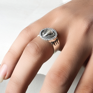 Shinu Indian Handmade Sterling <b>Silver</b> Swan <b>Adjustable</b> <b>Ring</b> Bezel Setting Cubic Zirconia for Women Girls Wedding Party Jewelry - Product Image 1