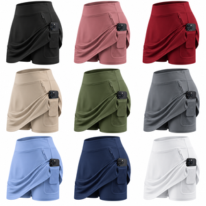 Jupe de tennis pour femme avec short intégré, taille haute, extensible, avec poche pour téléphone, séchage rapide, vêtements de sport personnalisés OEM - Product Image 2