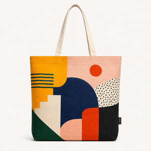 Promoción HINDVANTA GLOBAL: Bolsa de Mano de Lona con Estampado Geométrico, Cierre de Cordón/Hombro, Gran Capacidad, Bolsa de Compras - Product Image 1