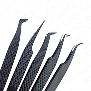 Matte Black Volume Eyelash Extension Tweezers Set Boot Tip with Scissors Cloud Mirror Handle Professional Lash <b>Tool</b> Kit - Product Image 2
