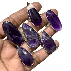Offre Spéciale : Bagues en Améthyste Naturelle Faite à la Main, Plaqué Argent sur Laiton, pour Femmes – Vente en Gros, Idéales pour les Fêtes, Prix d'Usine, Bijoux de Haute Qualité - Product Image 1