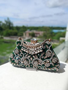 New Arrival Stunning Handmade Embossed Heavy Stone Work Multi Color Bridal Evening Clutch <b>Purses</b> Women <b>Purse</b> With Metal Handle - Product Image 3
