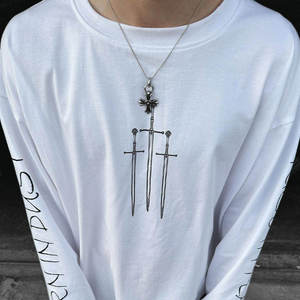 เสื้อยืดคอกลมแขนยาวสีขาวพื้นฐานสำหรับผู้ชายรุ่นใหม่ล่าสุด พร้อมบริการสกรีนโลโก้ตามสั่ง ทรงโอเวอร์ไซส์ ผ้าคอตตอนเนื้อหนา - Product Image 3