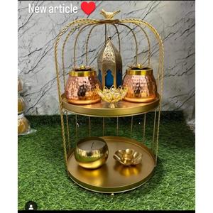 Cesta de Regalo de Lujo con Acabado Dorado de 2 Niveles, Bandeja para Regalos de Boda y Compromiso, Ideas de Regalos Decorativos, Cestas y Bandejas a Precio Económico - Product Image 1
