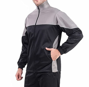 Conjunto Deportivo para Hombre en Negro y Gris, Chaqueta con Cierre Completo y Pantalones, Ropa Deportiva de Poliéster, Traje de Entrenamiento Otoñal, Corte Regular - Product Image 5