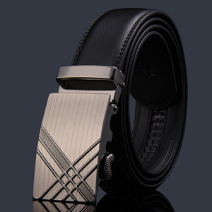 Cinturón de Cuero Automático con Hebilla Rectangular de Acero Negro Sólido, Duradero, Formal, para Hombre, Moldeado en una Sola Pieza - Product Image 3